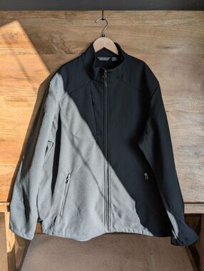 Eddie Bauer Trail Soft Shell Jacket Mens 2XL Deep Black Fleece Lined Full Zipper